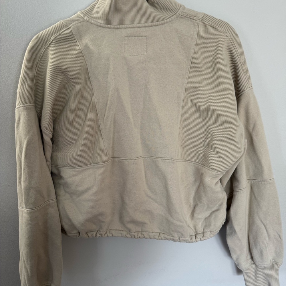 Abercrombie & Fitch Beige Quarter-Zip Sweatshirt - Picture 2 of 5